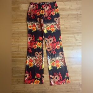 Vintage women Y2K Hot Sauce Python floral Mid-rise pants,Boho,festival,USA|SZ:L